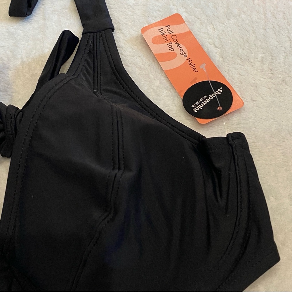 Shapermint Essentials Full Coverage Halter Bikini Top Only Black Size Large NWT - Picture 7 of 11